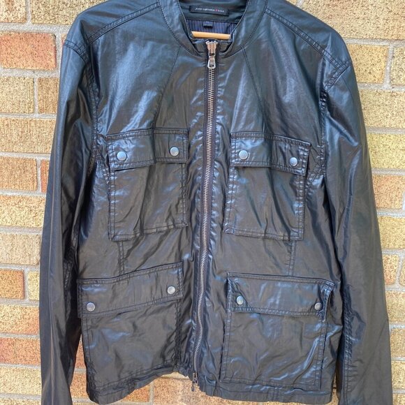 Vintage John Varvatos Black Leather Double Zip Racer Jacket XL - Picture 3 of 7